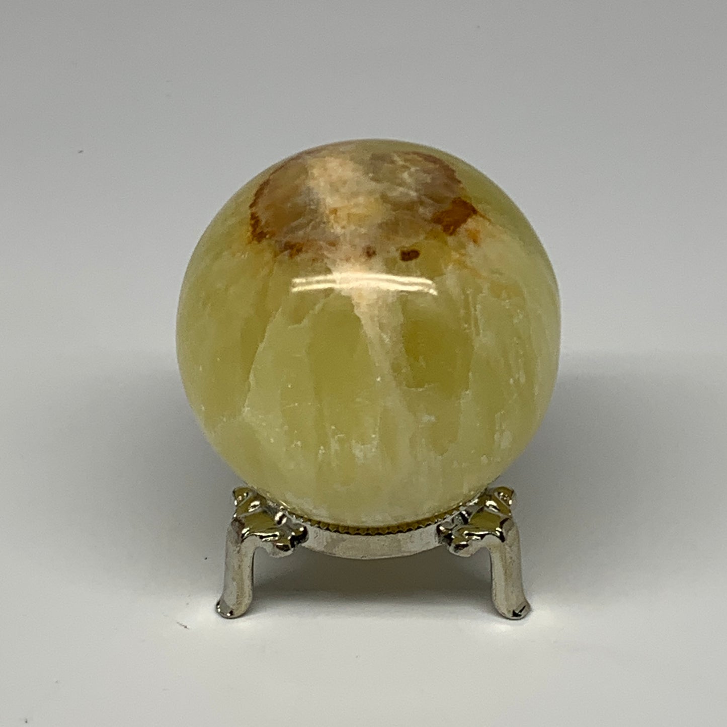 0.91 lbs,2.6"(65mm) Lemon Calcite Sphere Gemstone,Healing Crystal,B260948