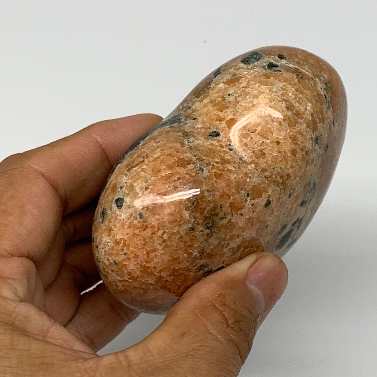 296.4g, 2.7"x3.1"x1.5" Orange Calcite Heart Gemstones from Madagascar, B17613