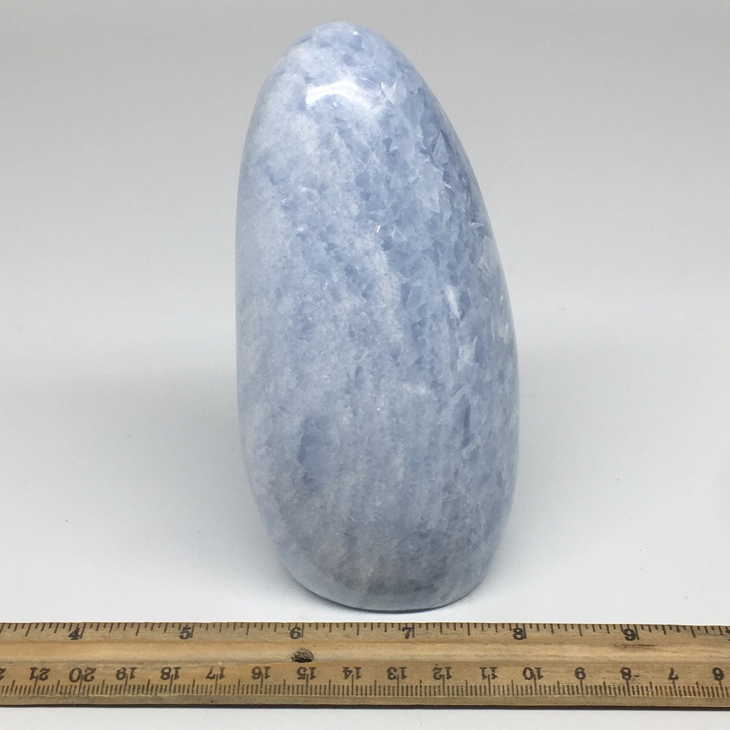 938g,5.4"x2.5"x2.5" Blue Calcite Polished Freeform Stand alone @Madagascar,MSP98