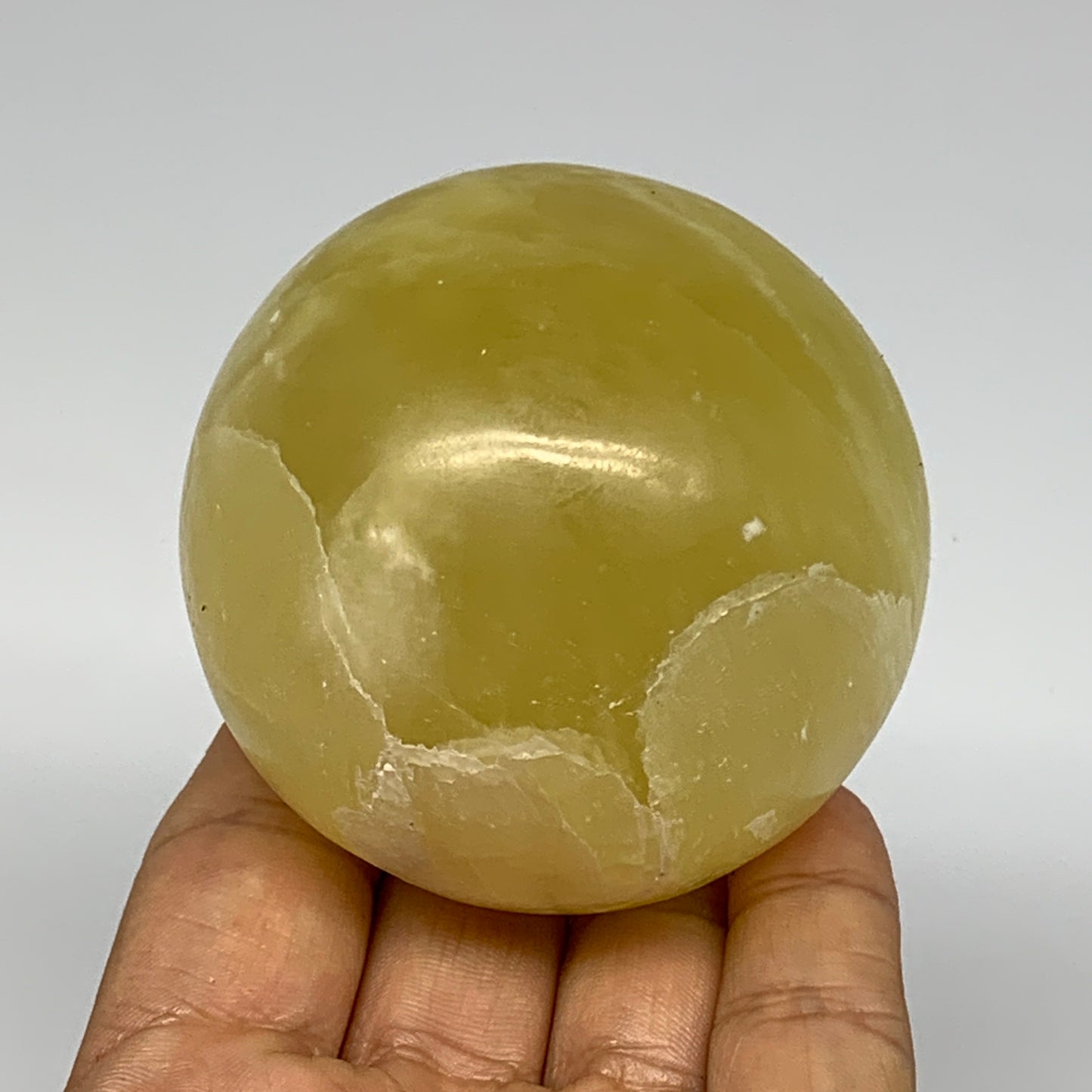 0.87 lbs,2.5"(63mm) Lemon Calcite Sphere Gemstone,Healing Crystal,B26052