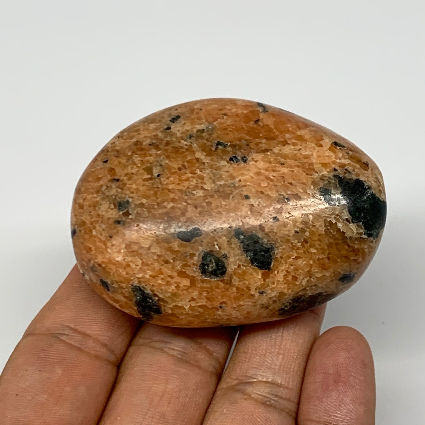 112.2g, 2.4"x1.8"x1.1", Orange Calcite Palm-Stone Crystal Polished Reiki, B16064