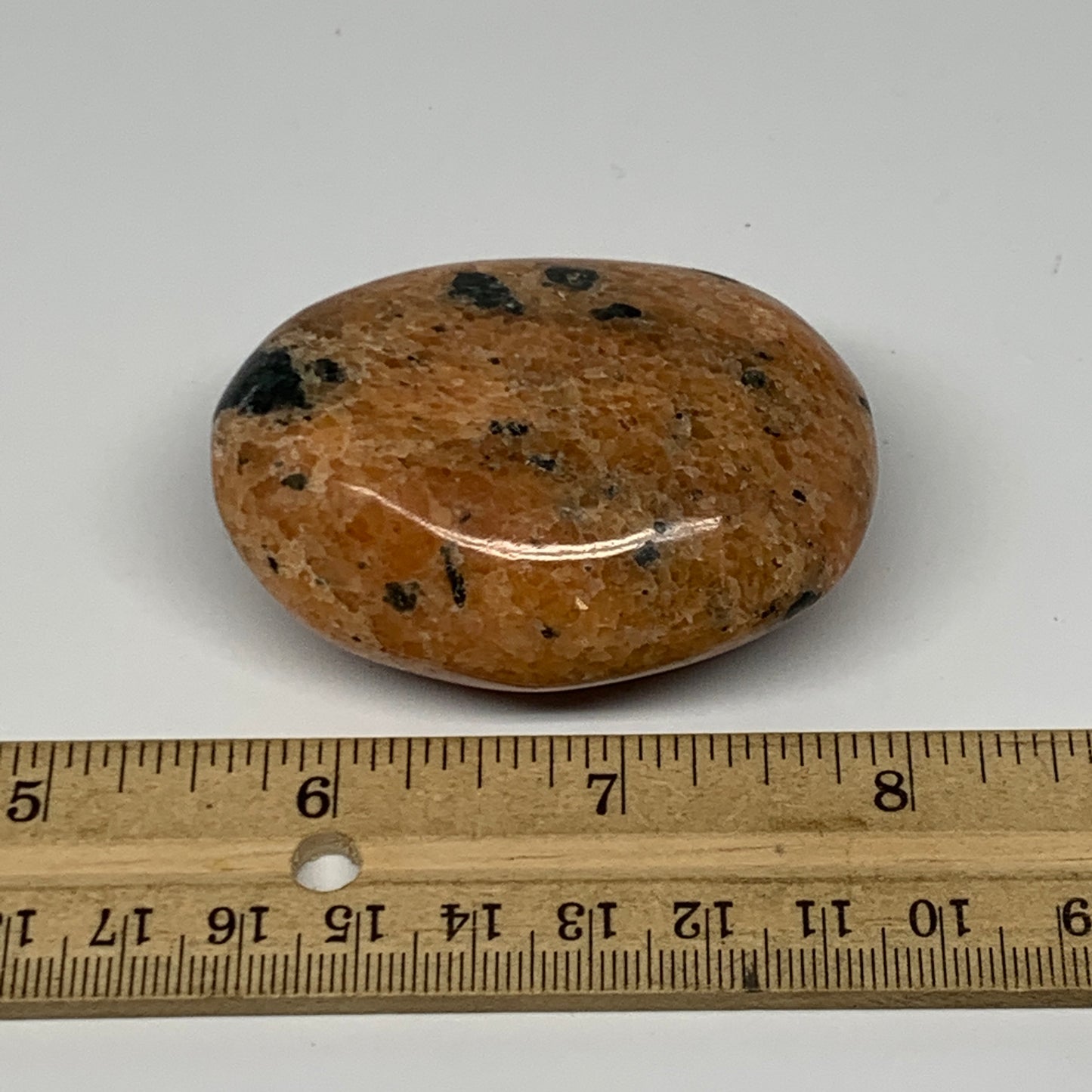 112.2g, 2.4"x1.8"x1.1", Orange Calcite Palm-Stone Crystal Polished Reiki, B16064