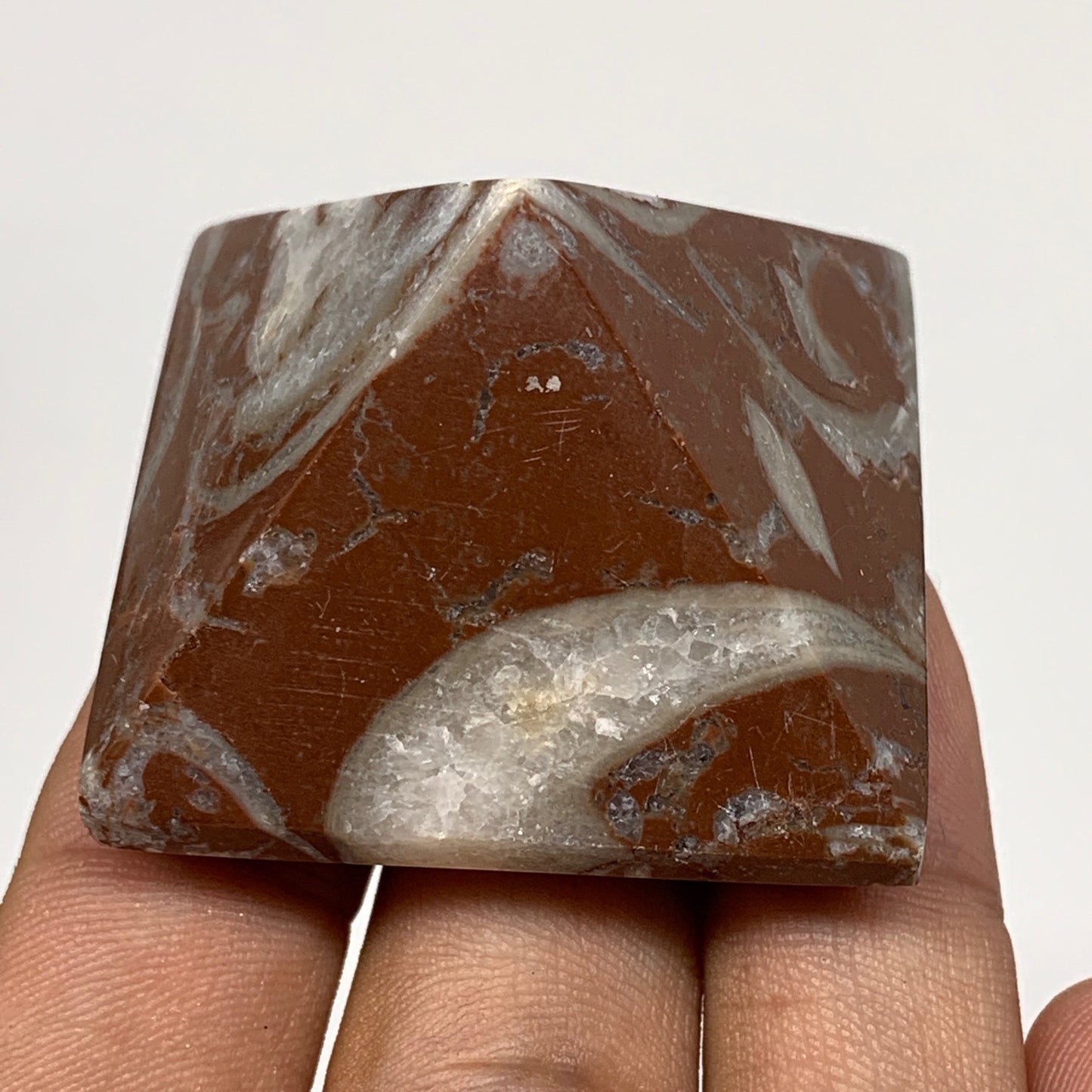 57g,1.2"x1.6" Natural Untreated Red Shell Fossils Pyramid Reiki Energy, F1218