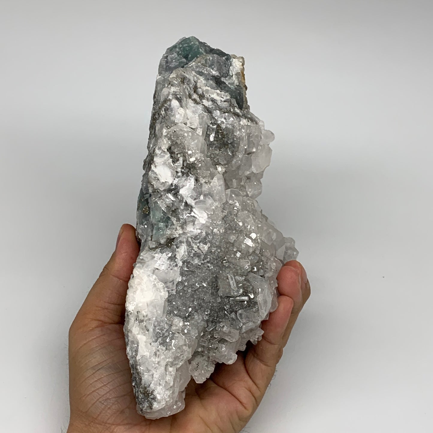 1786g, 7.75"x3.9"x3.7", UV Reactive Chalcopyrite Calcite Cluster Fluorite Minera