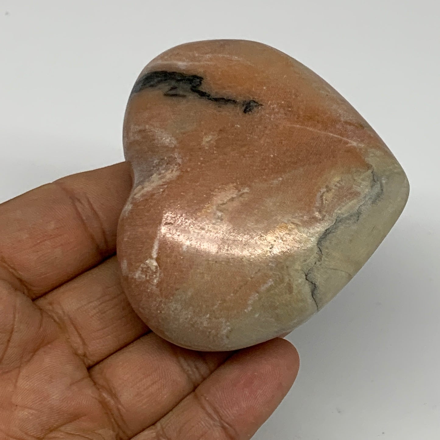 175.6g, 2.3"x2.7"x1.2" Orange Calcite Heart Gemstones from Madagascar, B17638