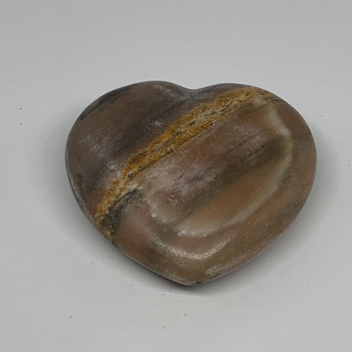 151.1g, 2.5"x2.7"x1" Orange Calcite Heart Gemstones from Madagascar, B17639