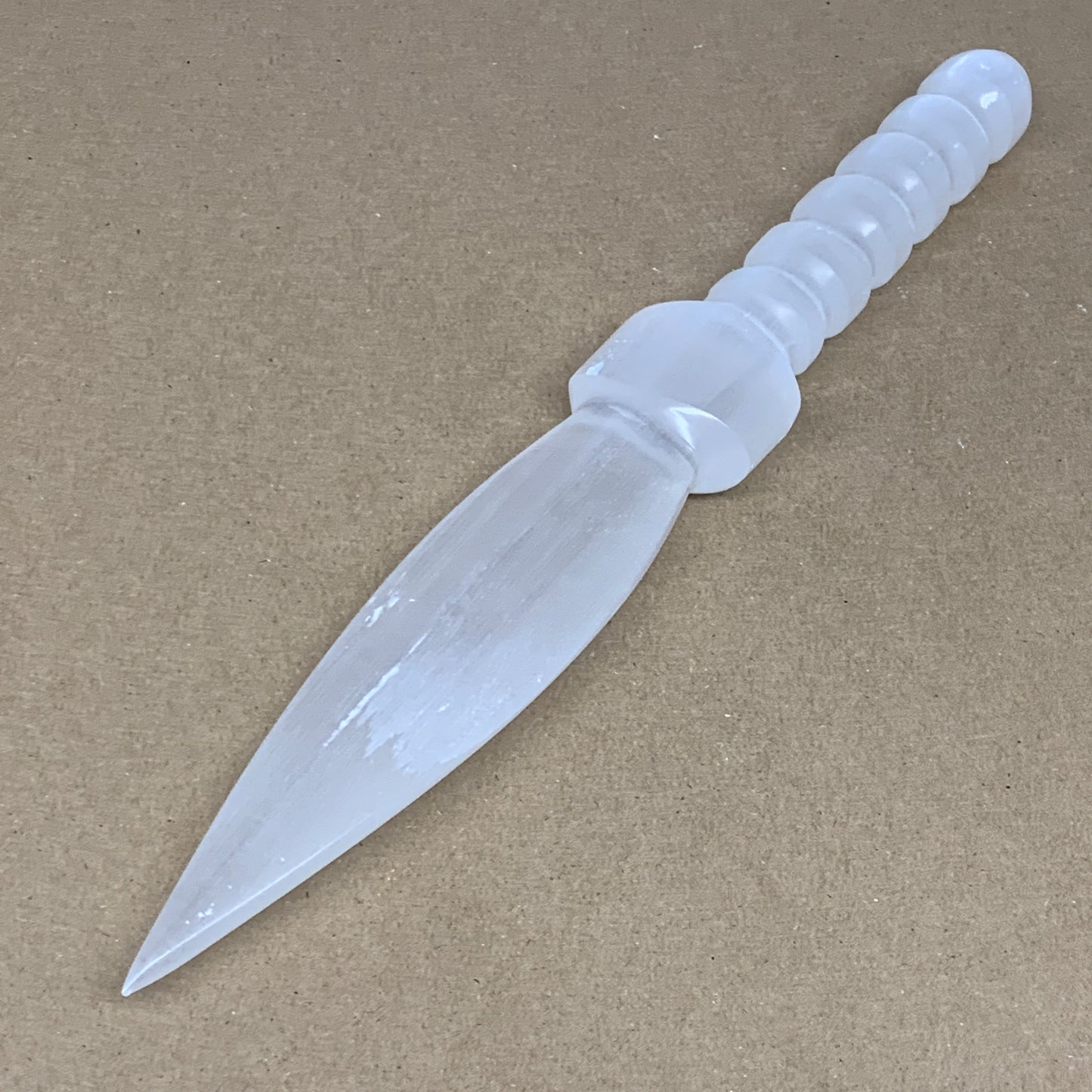 335g,12.1"x1.7"x1"Natural Selenite Crystal Knife (Satin Spar) @Morocco,B24023