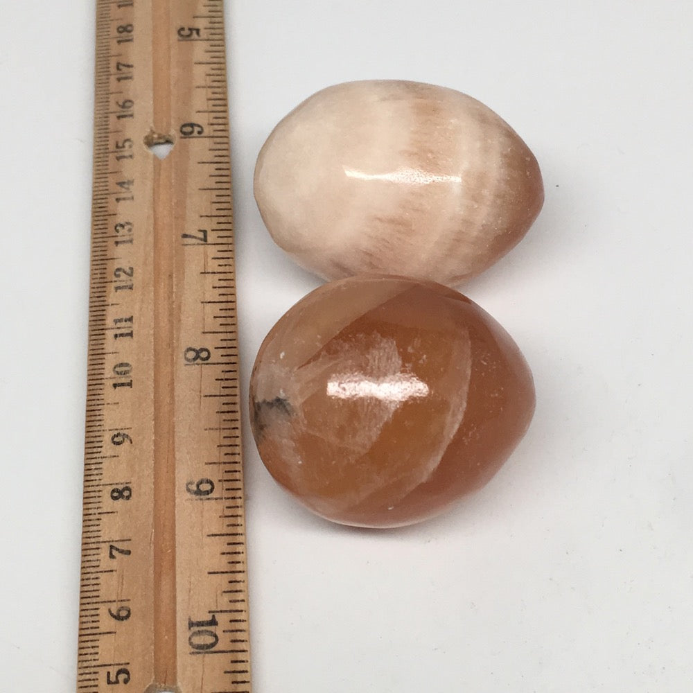 2pcs,172.9g, 1.7"- 1.9” Honey Color Onyx Polished Small Eggs @Morocco, MF3345