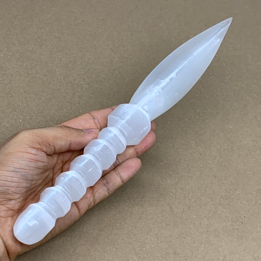 245g,11.25"x1.4"x0.9"Natural Selenite Crystal Knife (Satin Spar) @Morocco,B24040