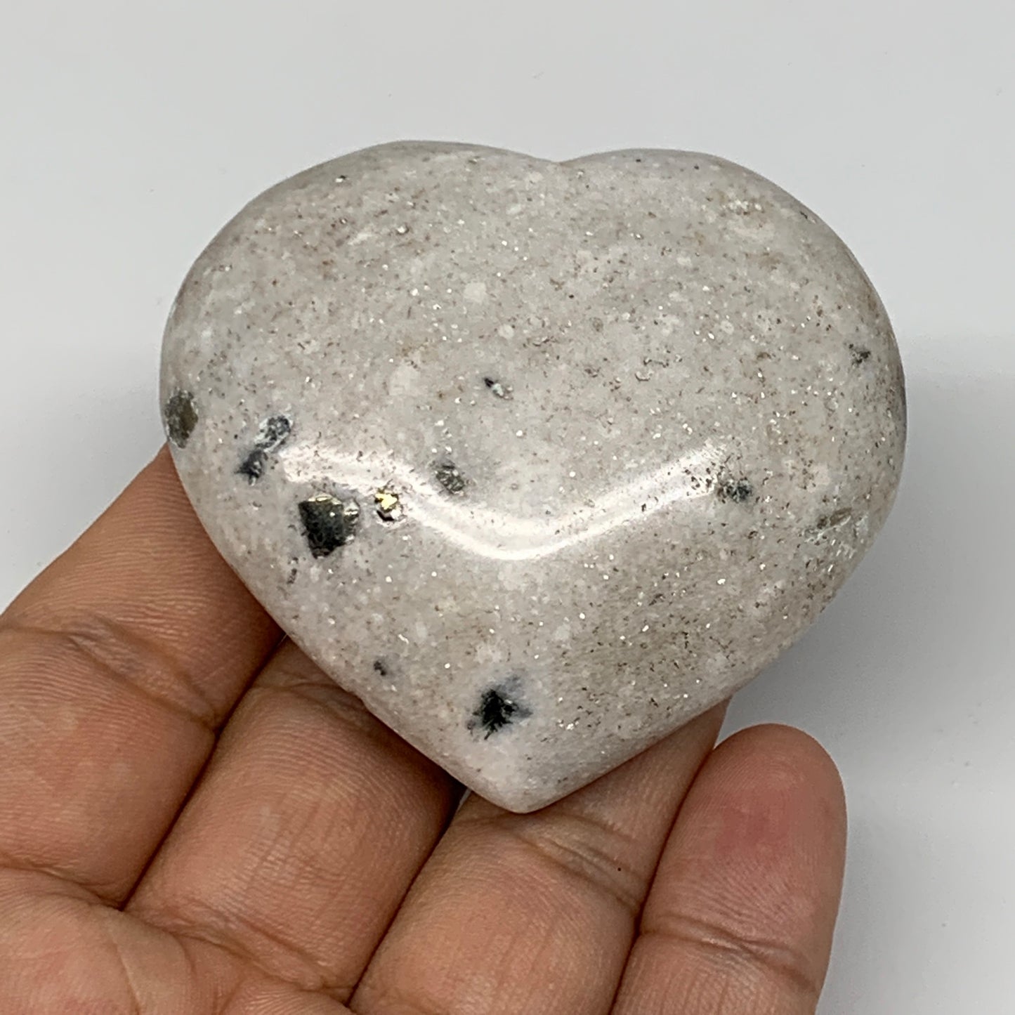 82.7g, 2"x2.3"x0.7" Natural Black K2 Heart Polished Healing Crystal, B10363