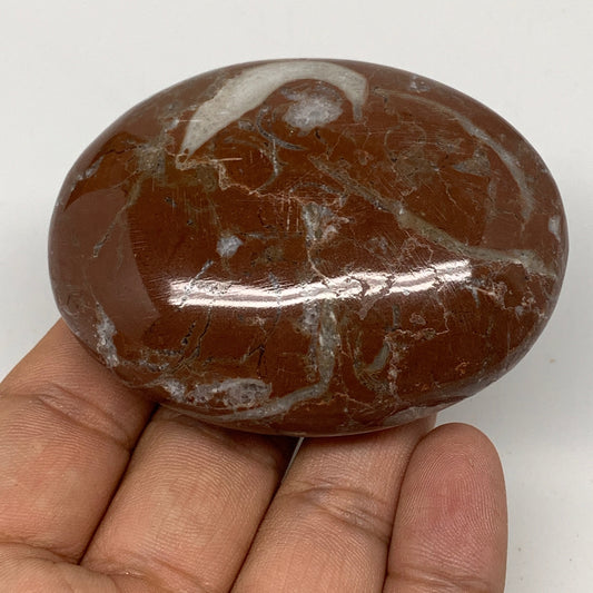 126.5g, 2.6"x2"x1", Natural Untreated Red Shell Fossils Oval Palms-tone, F1262