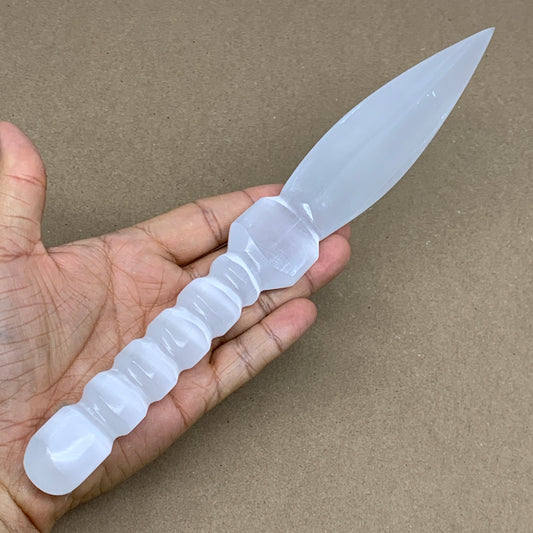 190g,10.75"x1.3"x0.8"Natural Selenite Crystal Knife (Satin Spar) @Morocco,B24043