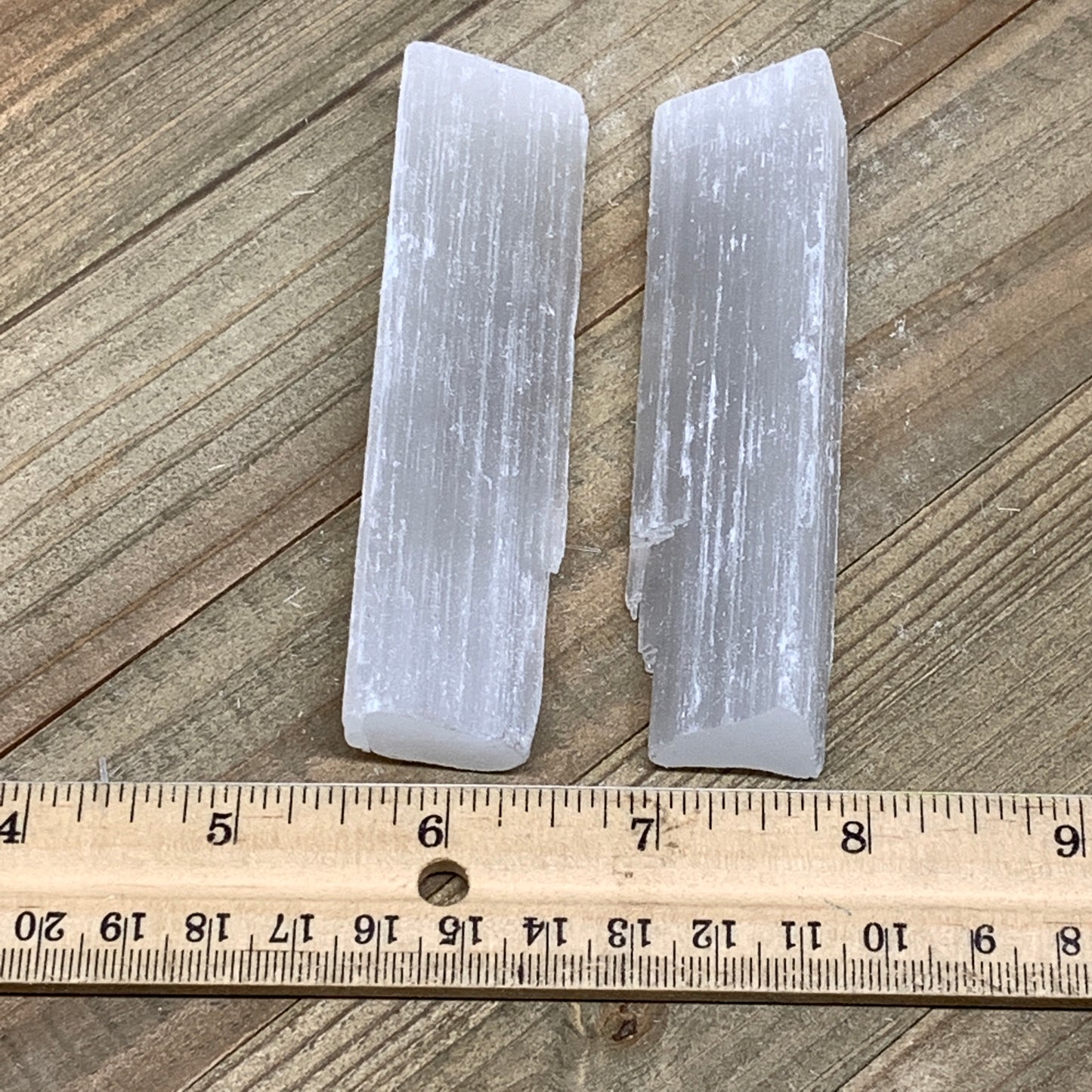 118.4g, 4", 2pcs, Natural Rough Solid Selenite Crystal Blade Wand Stick, F3287