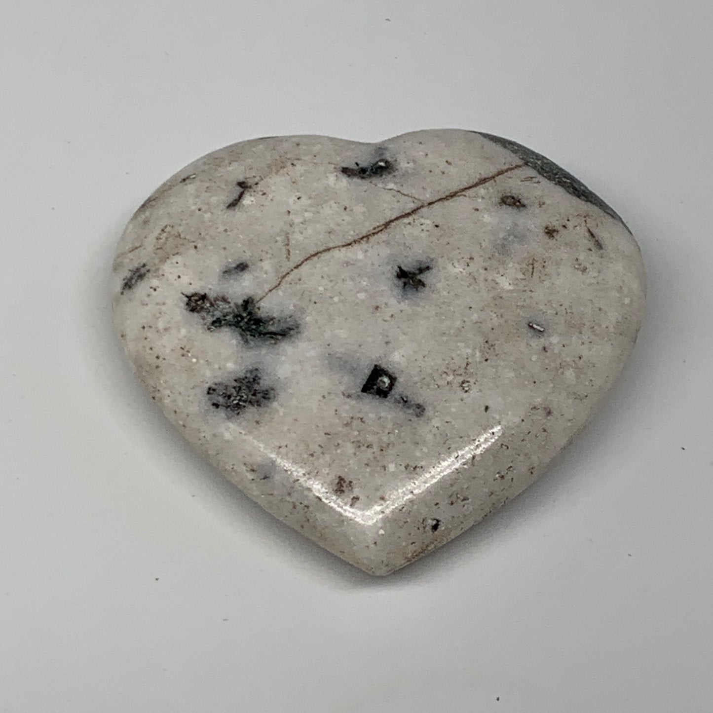 72.1g, 2.2"x2.3"x0.7" Natural Black K2 Heart Polished Healing Crystal, B10377
