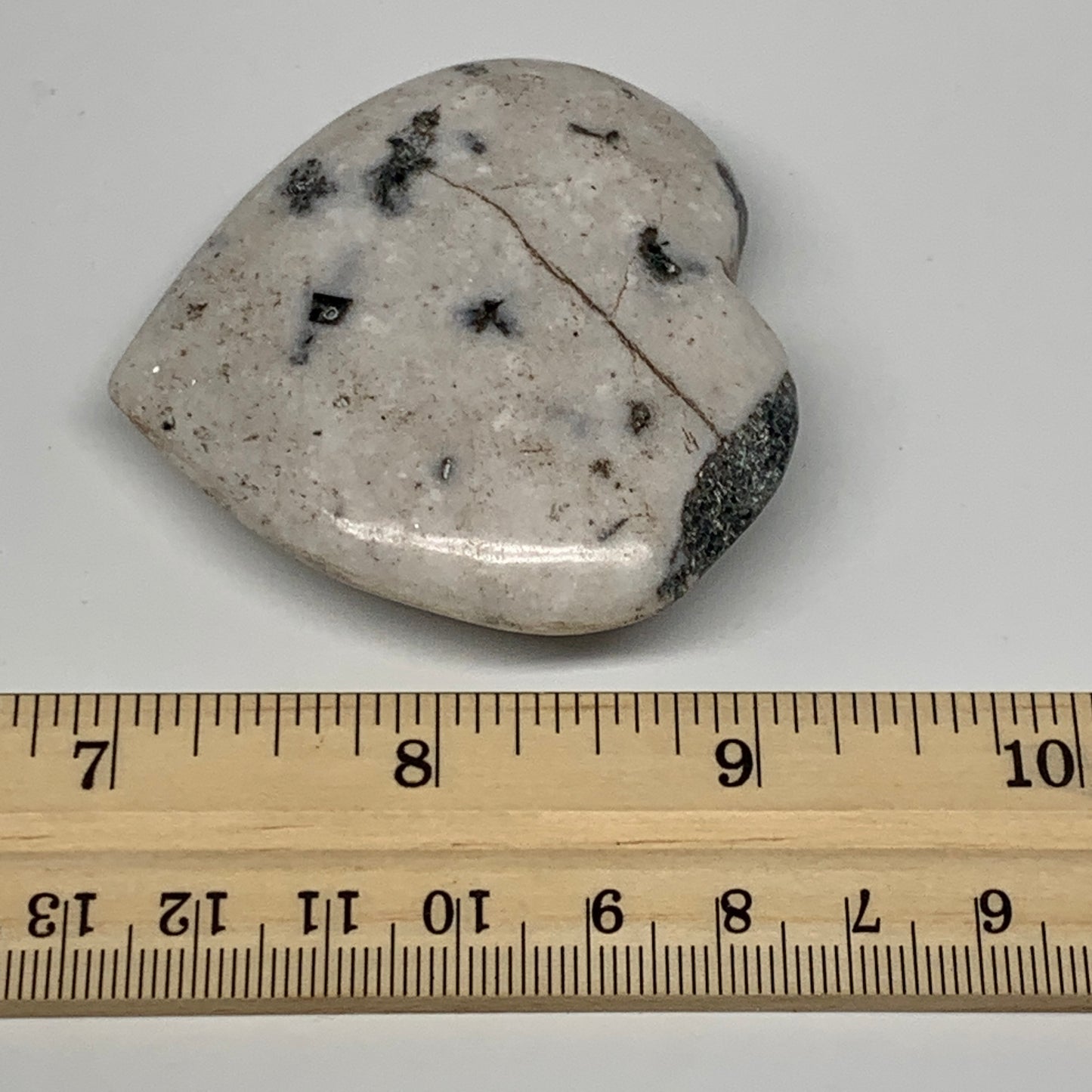 72.1g, 2.2"x2.3"x0.7" Natural Black K2 Heart Polished Healing Crystal, B10377
