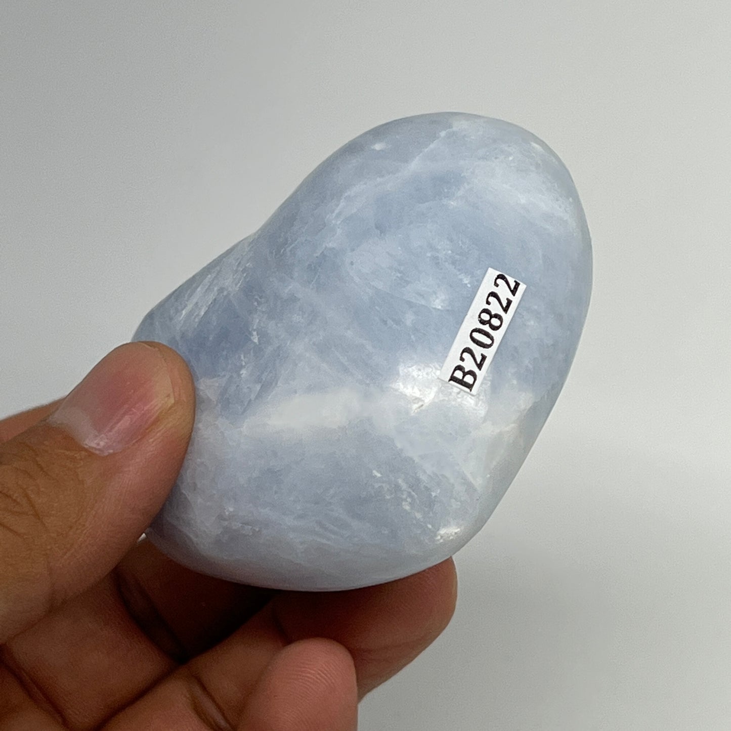 160.2g, 2.2"x2.6"x1.2" Blue Calcite Heart Gemstones Reiki @Madagascar,B20822