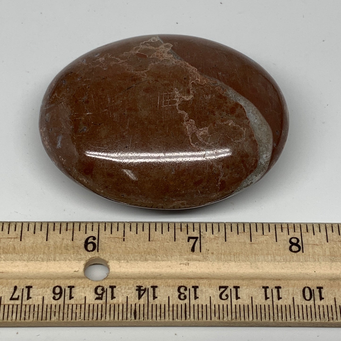 117.5g, 2.6"x2"x1", Natural Untreated Red Shell Fossils Oval Palms-tone, F1294
