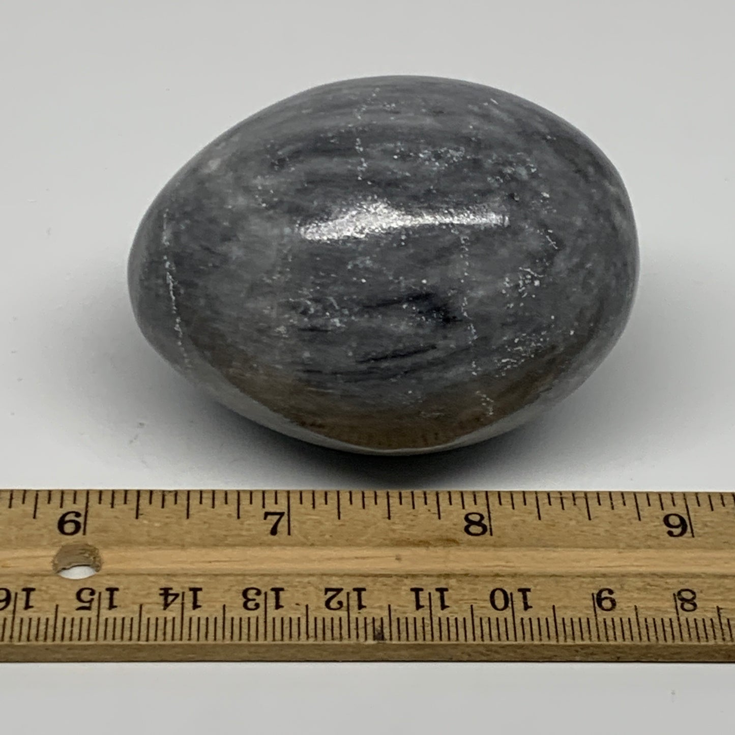 216g, 2.6"x1.9" Natural Gray Onyx Egg Gemstone Mineral, from Mexico, B21571