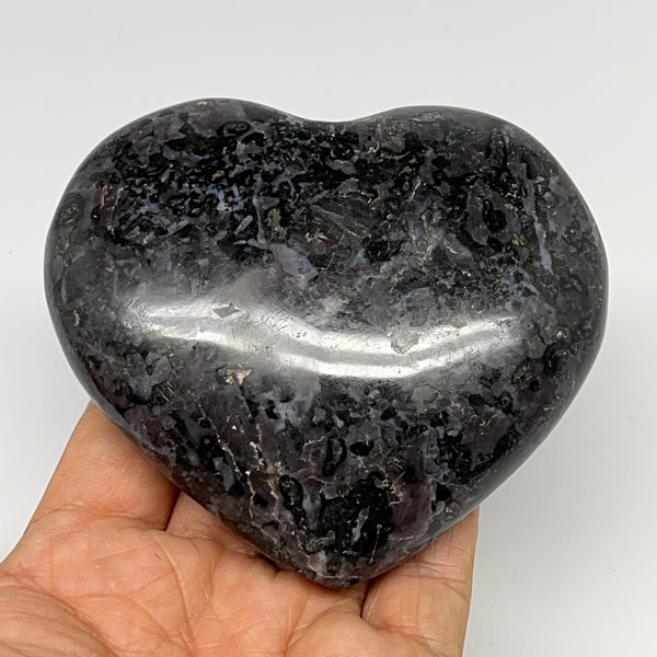 365.6g,3.3"x3.6"x1.2" Indigo Gabro Merlinite Heart Gemstone @Madagascar,B19900