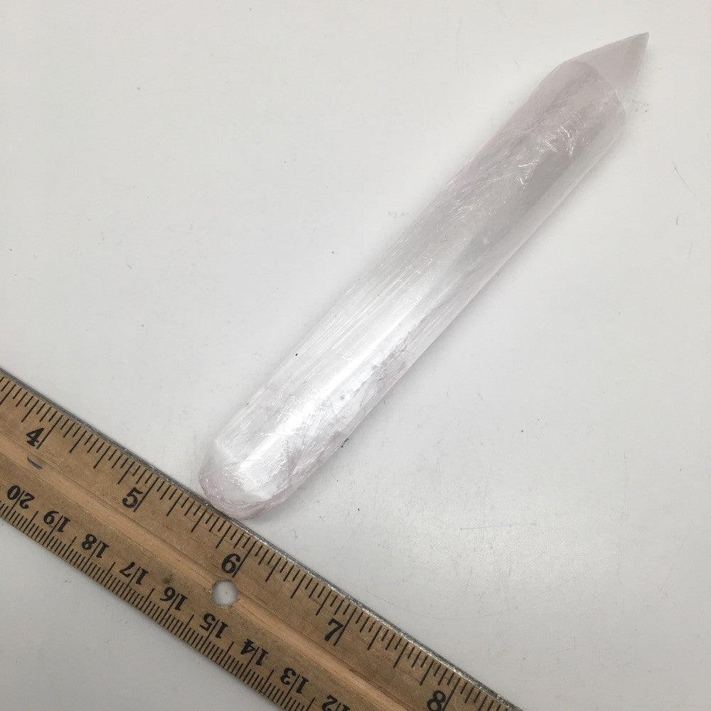 6" x 20-25mm Selenite Crystal Massage Wand Point POWERFUL WHITE Selenite, SLM01