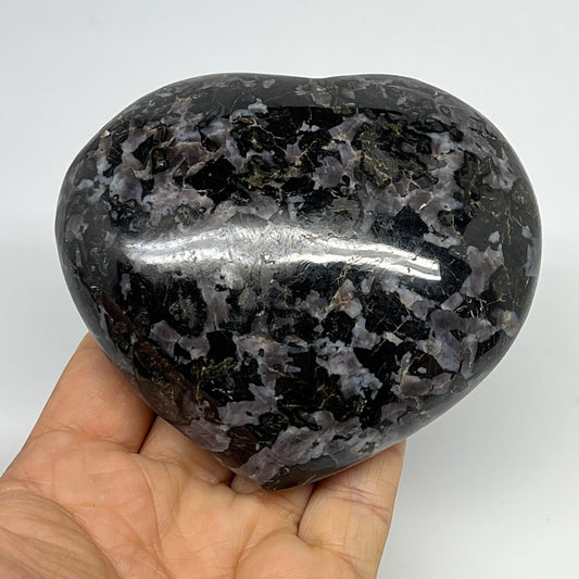473.5g,3.5"x3.8"x1.5" Indigo Gabro Merlinite Heart Gemstone @Madagascar,B19902