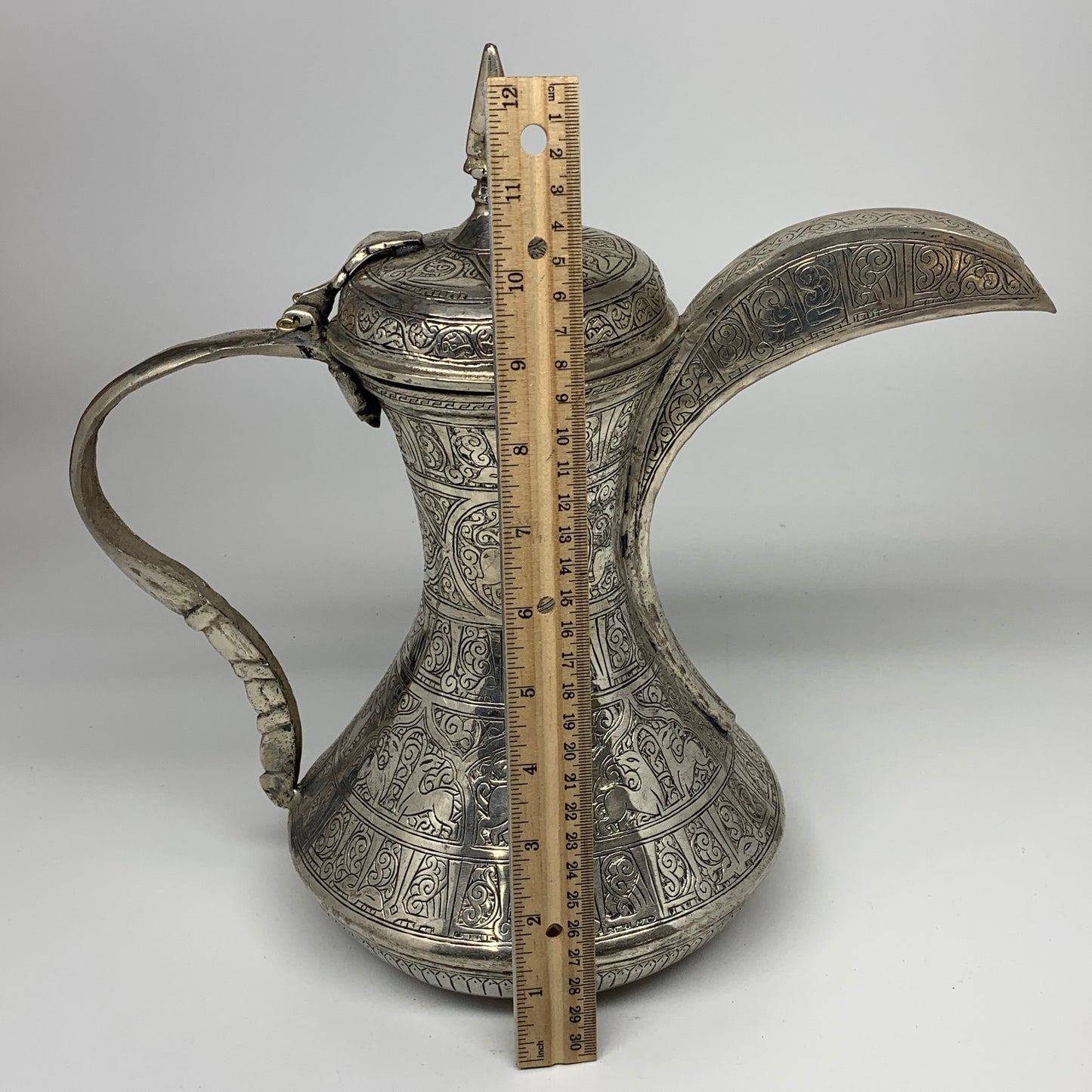 1234g,12.5"x7.5" Handmade Antique Pitcher Ewer Brass/Copper @Afghanistan, P148