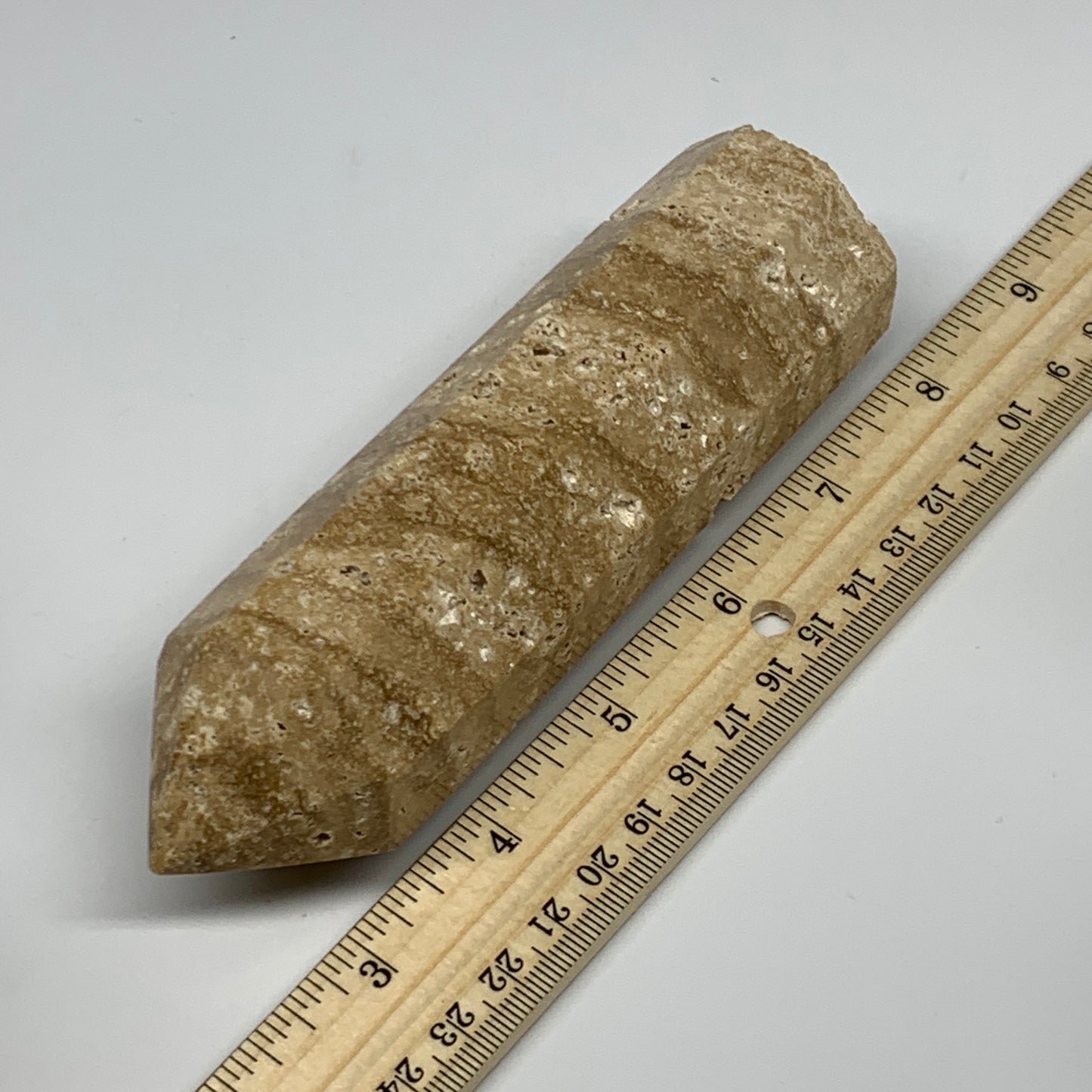 350.3g, 5.6"x1.5" Natural Chocolate Calcite Tower Point Obelisk Crystal, B23310