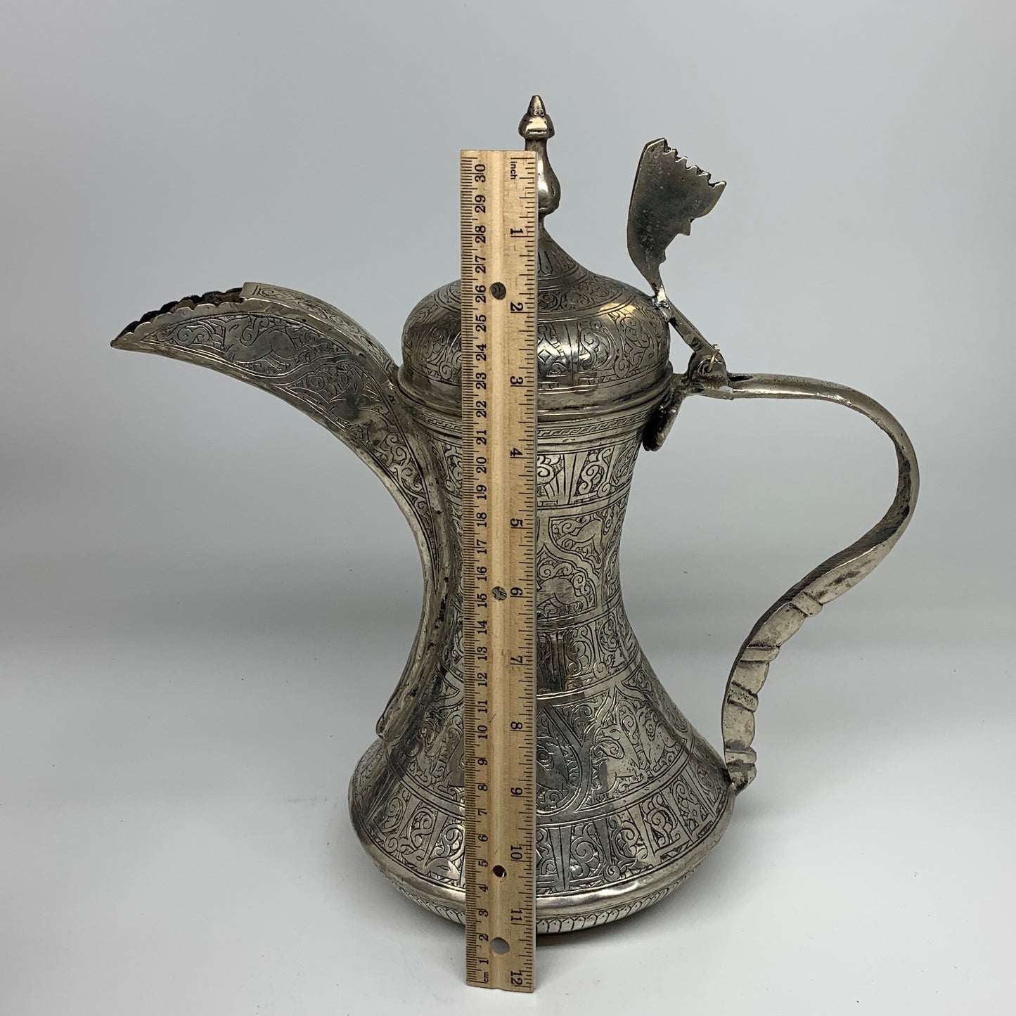 1124g,12.5"x7" Handmade Antique Pitcher Ewer Brass/Copper @Afghanistan, P149