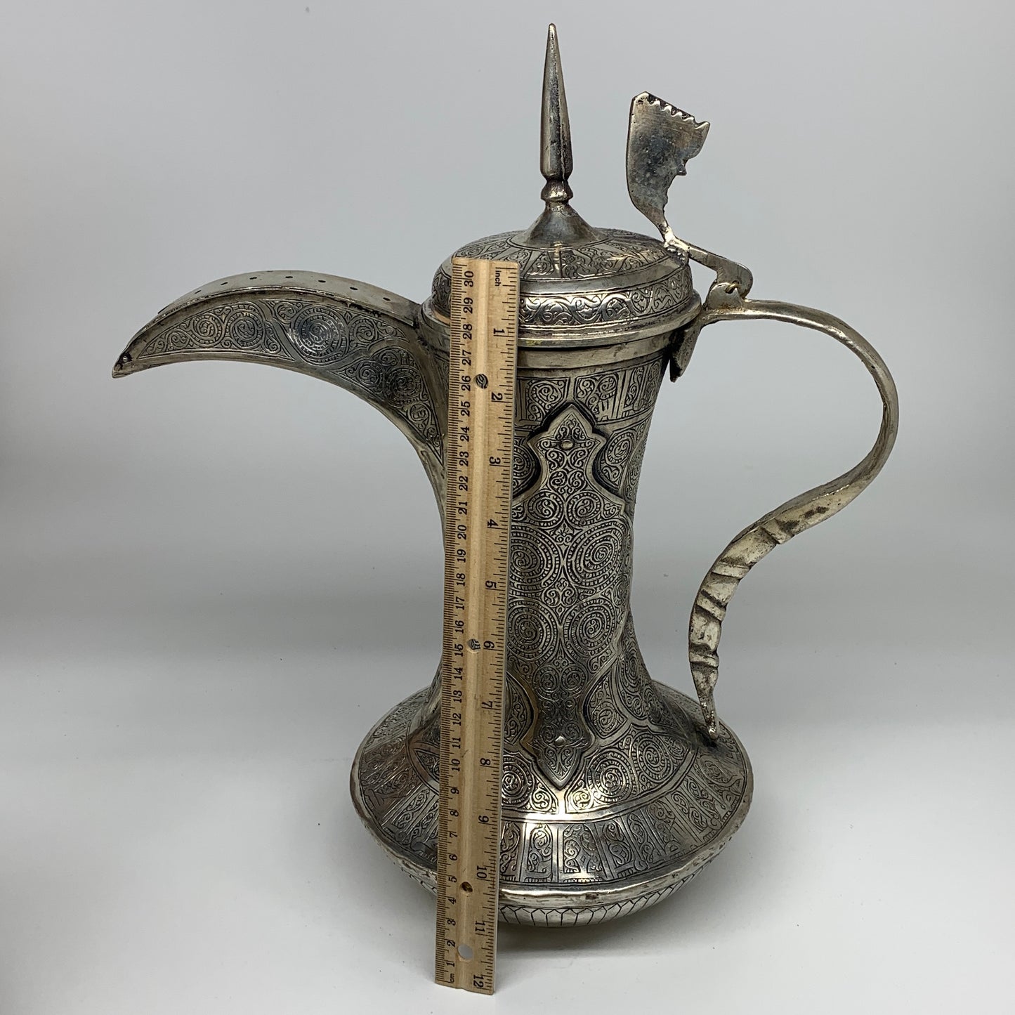 1558g,15"x8" Handmade Antique Pitcher Ewer Brass/Copper @Afghanistan, P150
