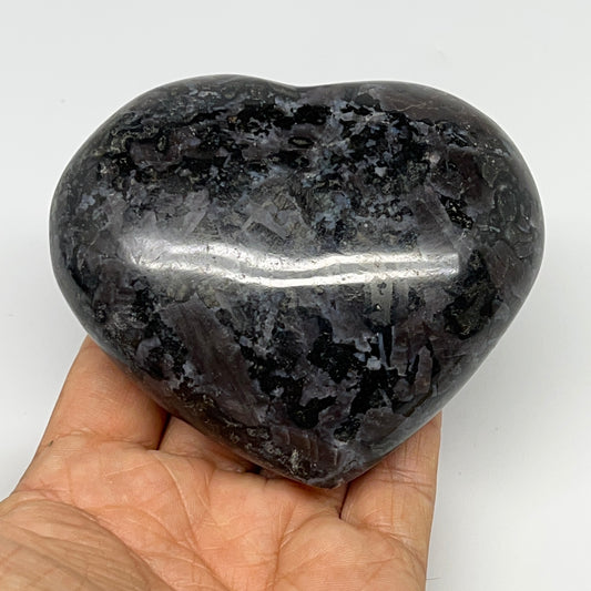 403.9g,3.2"x3.6"x1.4" Indigo Gabro Merlinite Heart Gemstone @Madagascar,B19904