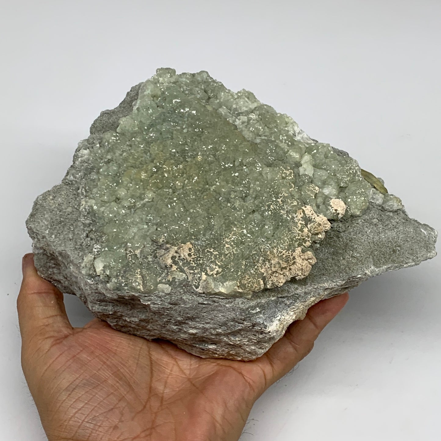 1390g,7.7"x5.4"x3",Natural Green Prehnite Custer Mineral Specimen @Morocco, B112