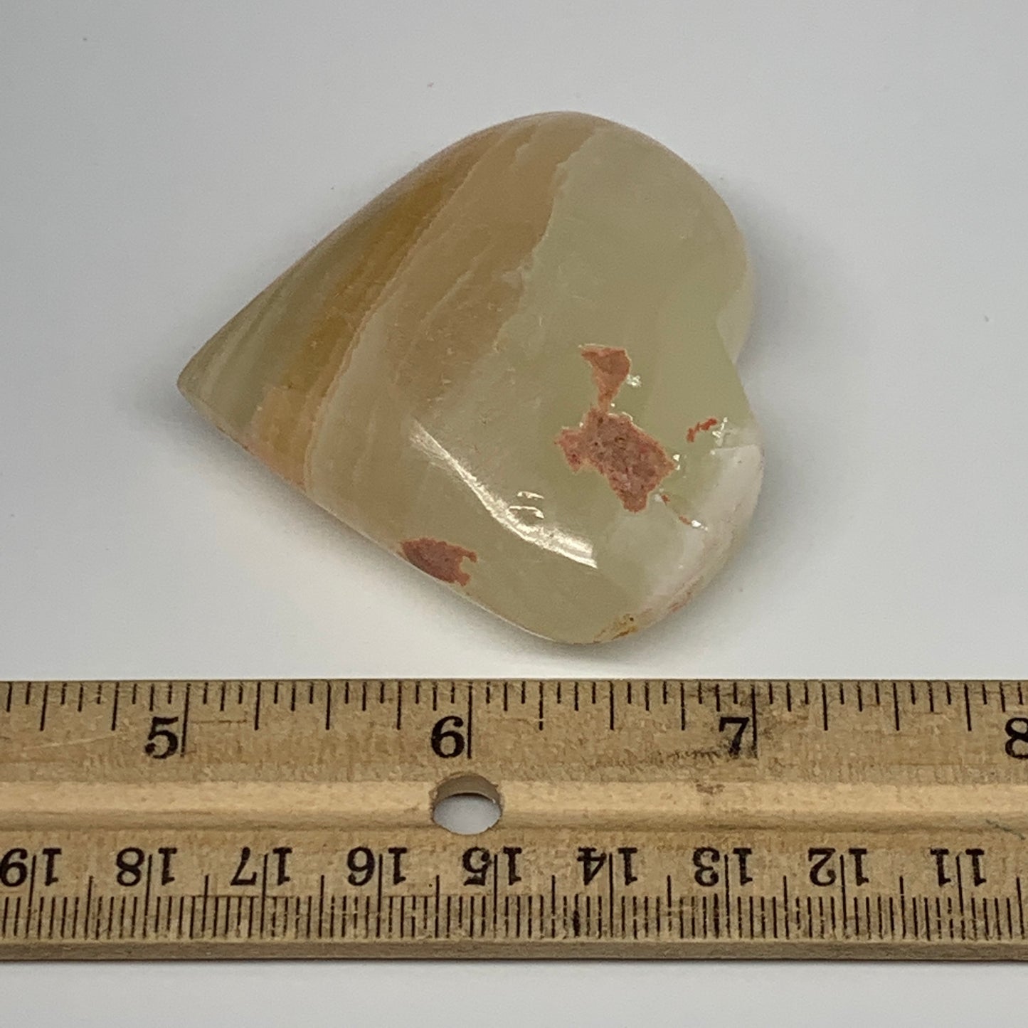 94.7g, 2.1"x2.4"x0.9" Natural Green Onyx Heart Polished Healing Crystal, B7612