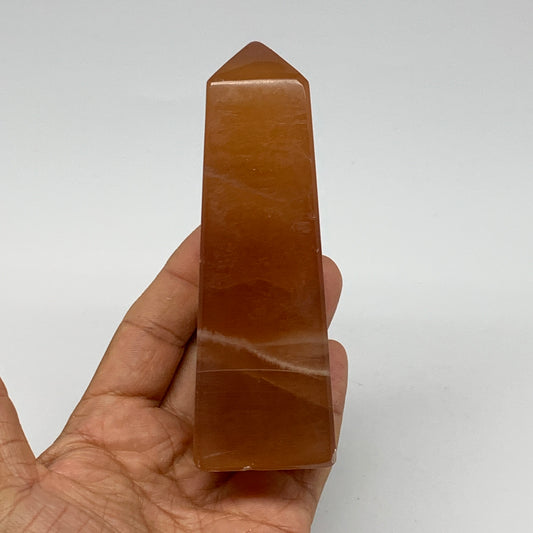 321.2g, 4.7"x1.5", Honey Calcite Point Tower Obelisk Crystal @Pakistan, B26139