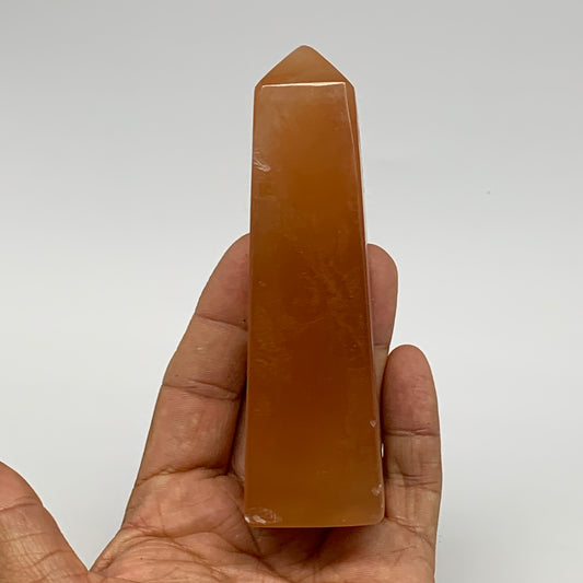 216.3g, 4.4"x1.3", Honey Calcite Point Tower Obelisk Crystal @Pakistan, B26140