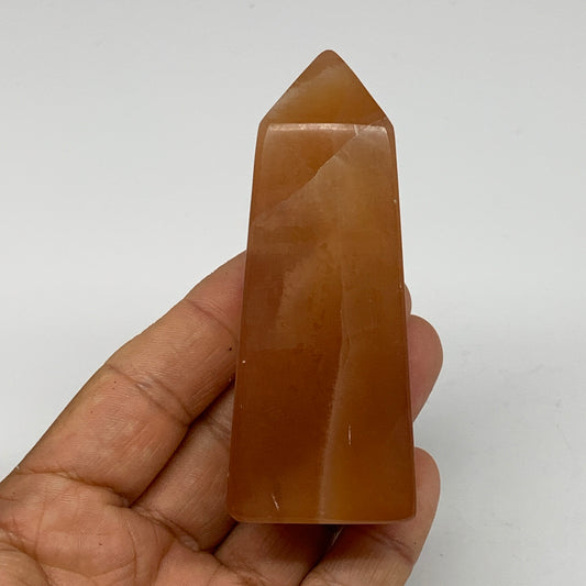 150.7g, 3.2"x1.3", Honey Calcite Point Tower Obelisk Crystal @Pakistan, B26142
