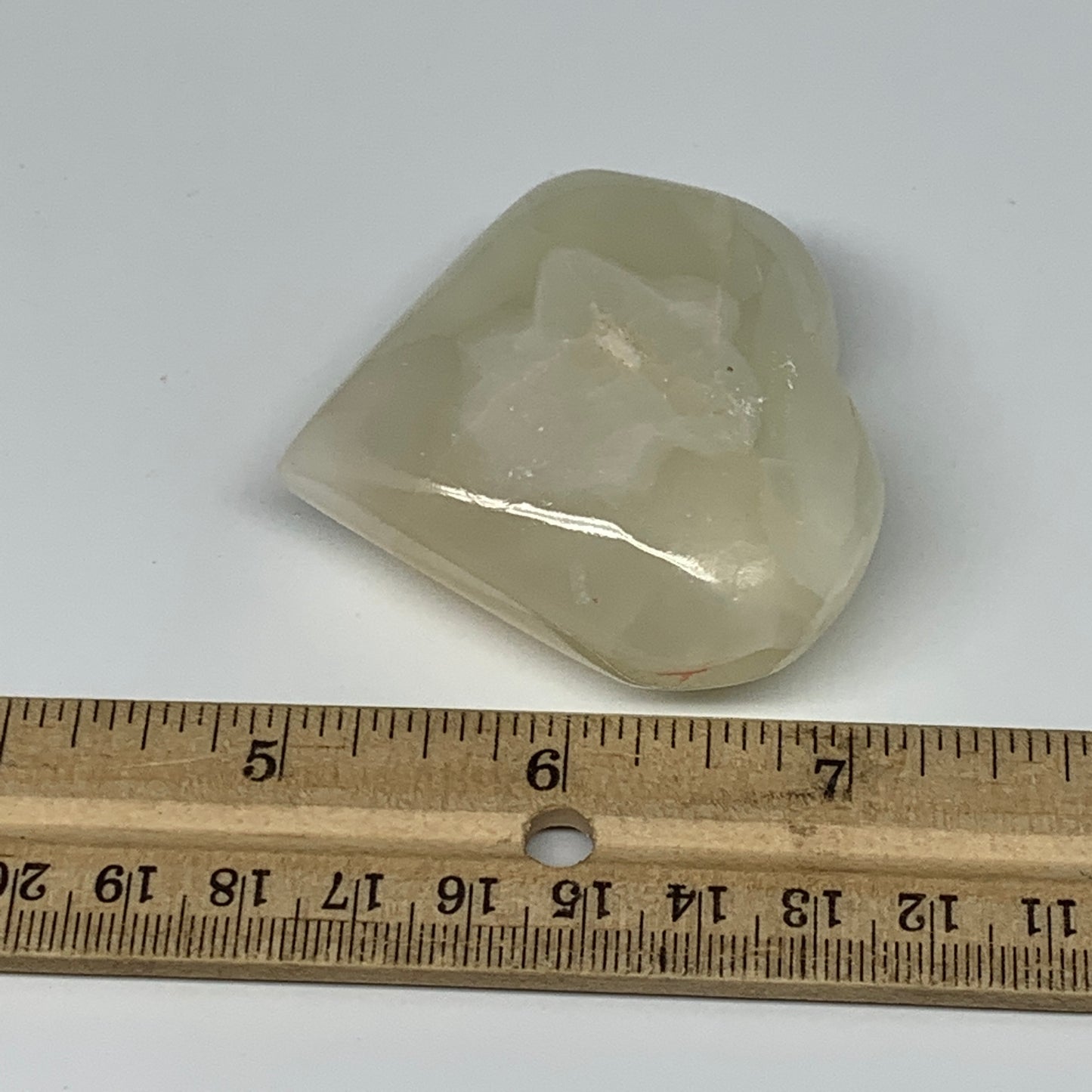 102.3g, 2.2"x2.3"x1" Natural Green Onyx Heart Polished Healing Crystal, B7635