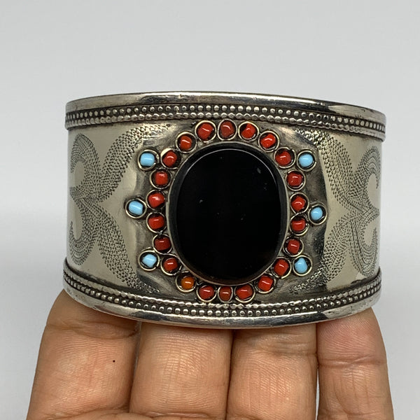 1.8" Vintage Reproduced Carnelian Turkmen Cuff Bracelet Tribal Small Round , B13