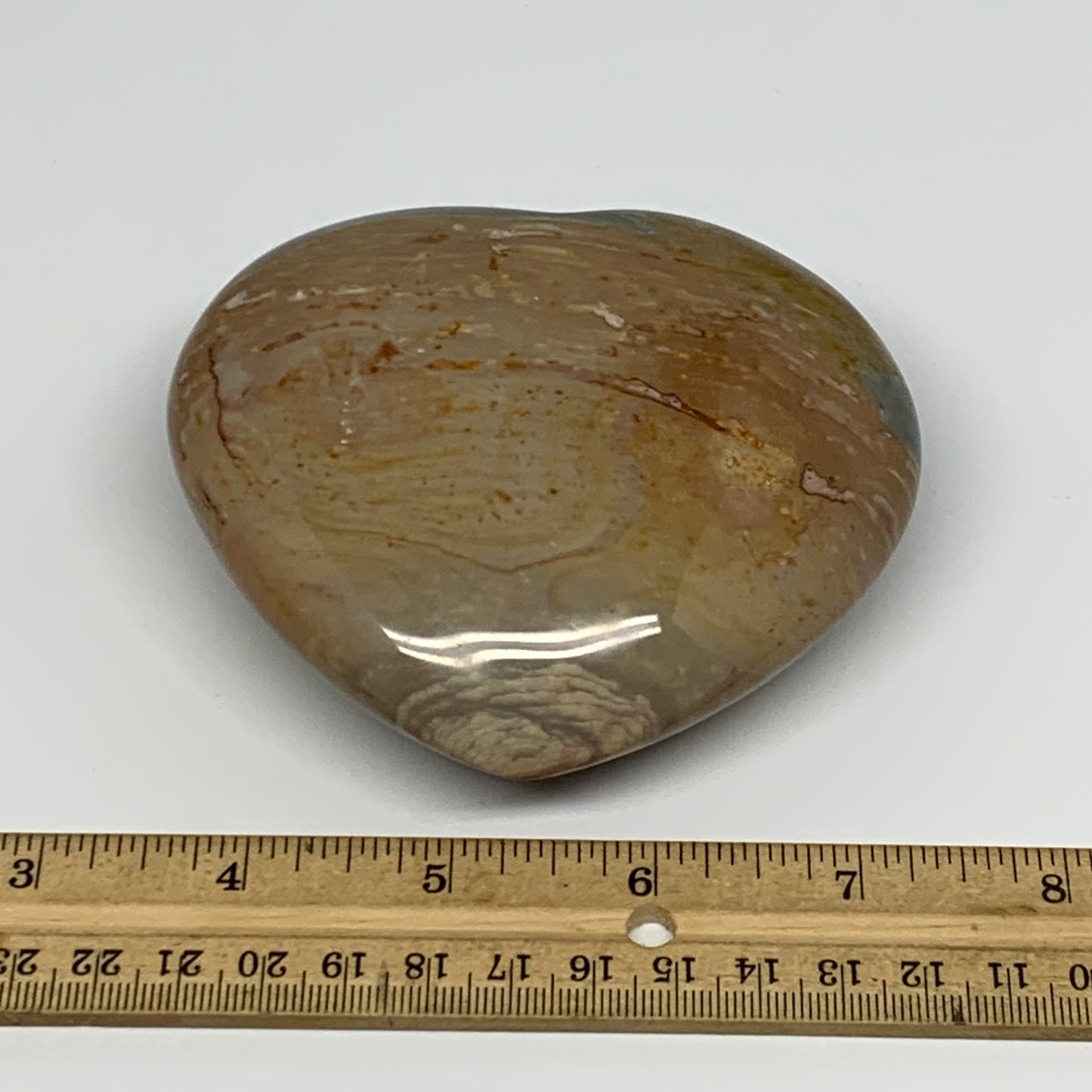443.7g, 3.5"x3.9"x1.5" Polychrome Jasper Heart Polished Healing Crystal, B17718