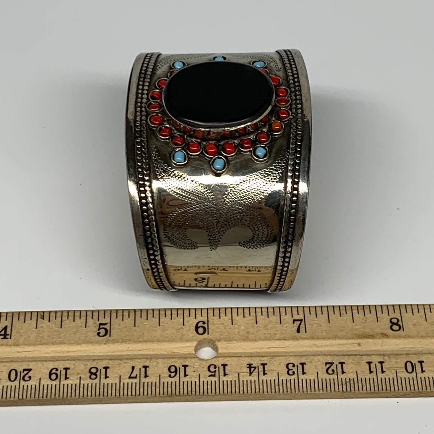 1.8" Vintage Reproduced Carnelian Turkmen Cuff Bracelet Tribal Small Round , B13