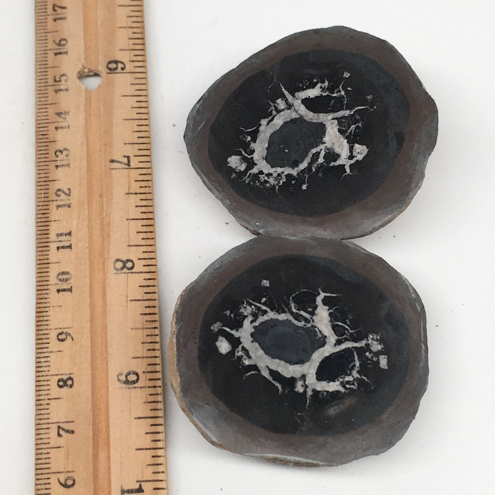 1 Pair, 134.3g,2.1"x1.9" Natural Unique Septarian Nodules Slabs @Morocco,MF3538