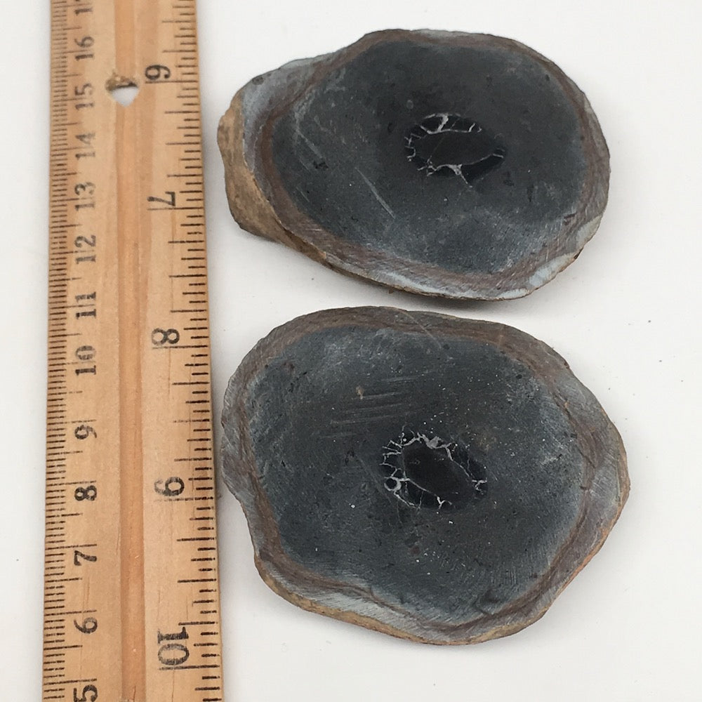 1 Pair, 144.2g,2.5"x2.2" Natural Unique Septarian Nodules Slabs @Morocco,MF3547