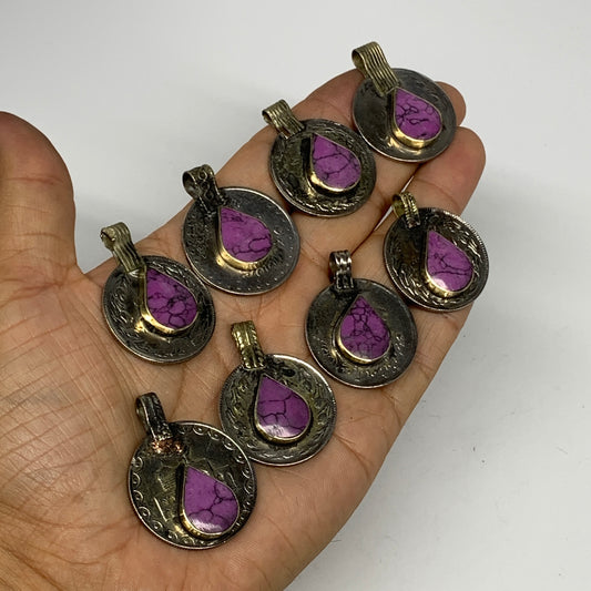 72g, 8pcs, Turkmen Coins Jeweled Synthetic Pink Tribal @Afghanistan, B14539