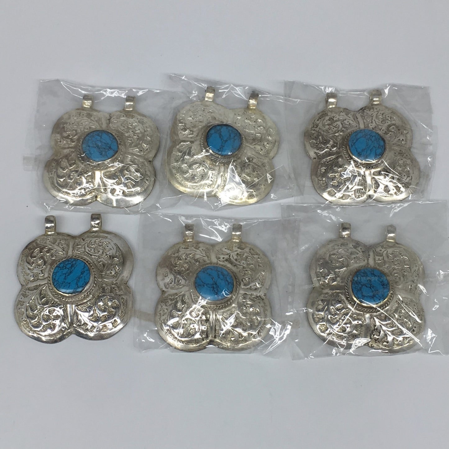 1pc, 2.3"x2"x0.5",Turkmen Pendant Blue Turquoise Inlay Heart Handmade,TN553