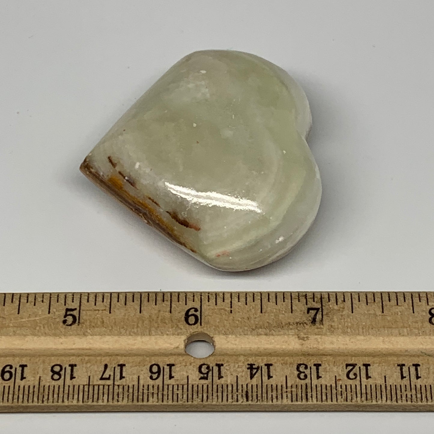 97.5g, 2.1"x2.2"x1" Natural Green Onyx Heart Polished Healing Crystal, B7661