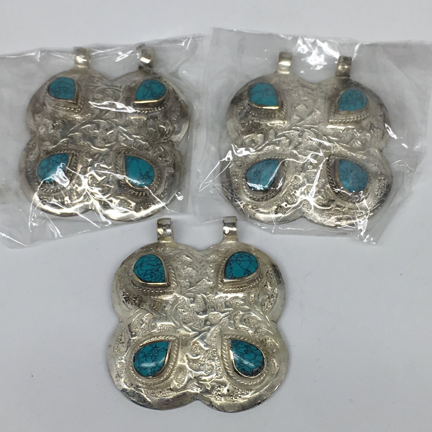 1pc,2.3"x1.9"x0.4",Turkmen Pendant Green Turquoise Inlay Square Shape,TN576