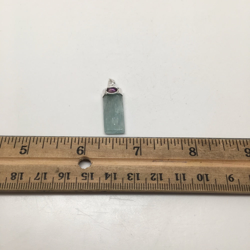 15 cts Polished Aquamarine+ Cab Pendant Sterling Silver Handmade @Brazil,Bp11