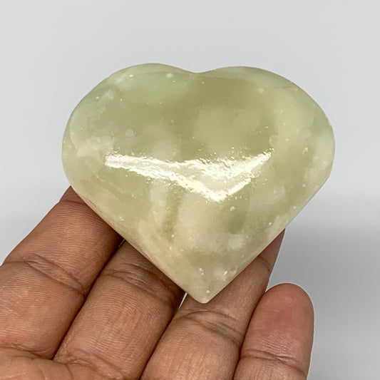 96.9g, 2.1"x2.3"x1" Natural Green Onyx Heart Polished Healing Crystal, B7677