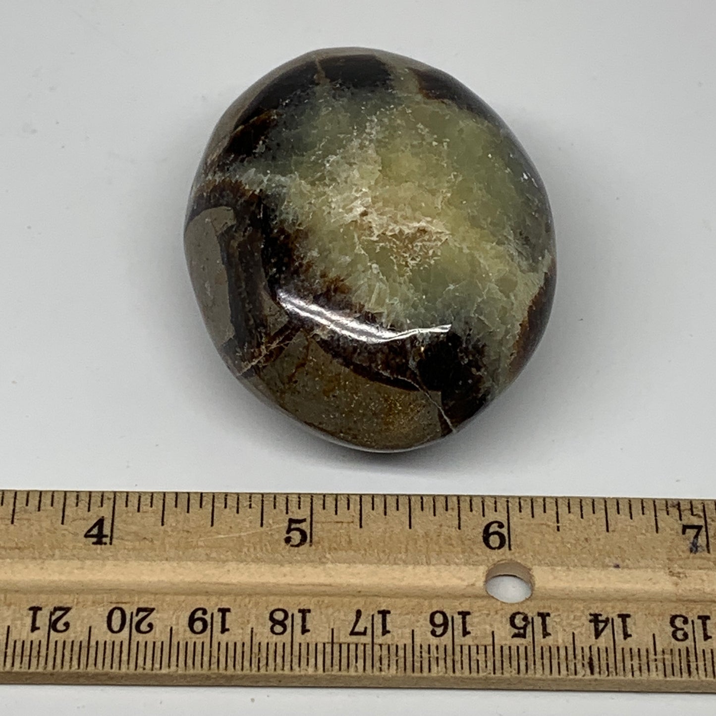 138.8g,2.5"x2"x1.2" Septarian Nodule Palm-Stone Polished Reiki Madagascar,B5045