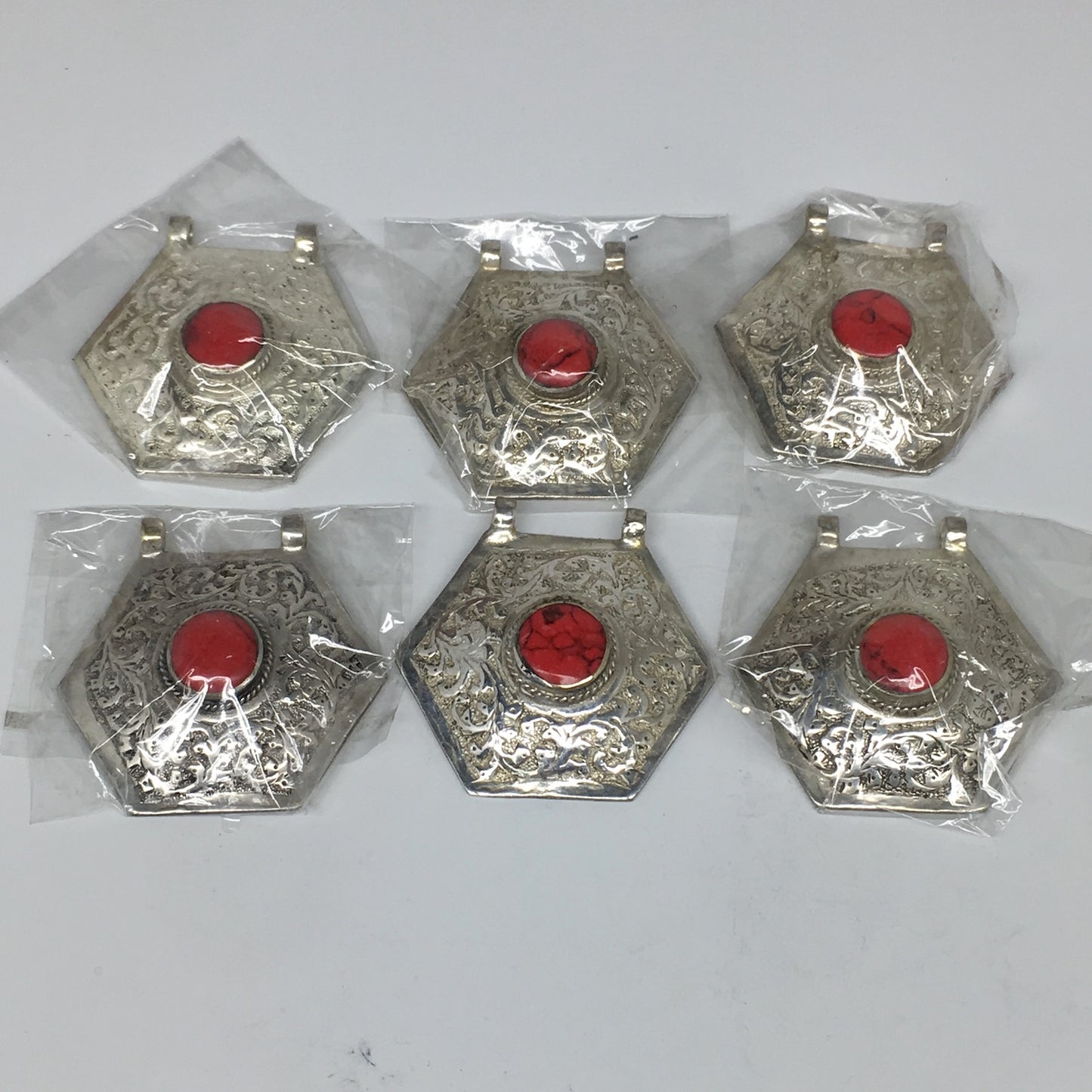 1pc,2.3"x2.4"x0.6", Fashion Tribal Turkmen Pendant Hexagon Shape Statement,TN598