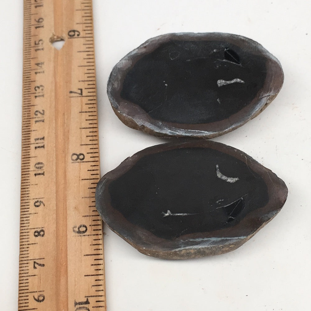 1 Pair,99g,2.2"x1.6" Natural Unique Septarian Nodules Slabs @Morocco,MF3606